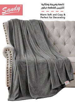 Buy SANDY Fleece Blanket, Made of Premium Microfiber, Super Soft Flannel Blanket for Bed, Sofa, Couch and Home Decorations , Single Size, (240x170)cm, Dark Grey in Saudi Arabia