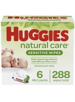 Buy Huggies Natural Care Sensitive Baby Wipes, Unscented, 6 Flip-Top Packs, 48 Count (Pack of 6) in UAE