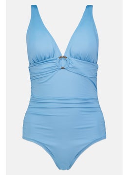 Buy Women Padded One Piece Plain Swimwear, Dusty Blue in UAE