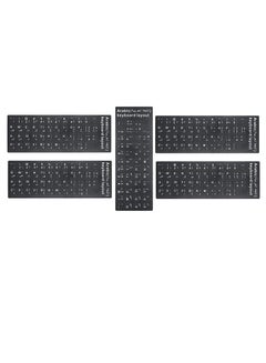 Buy NTECH (5 Pack) Universal Keyboard Arabic Alphabet Stickers, Black Background & White Lettering For PC Computer Laptop Desktop Keyboard Stickers - Arabic Black, in UAE