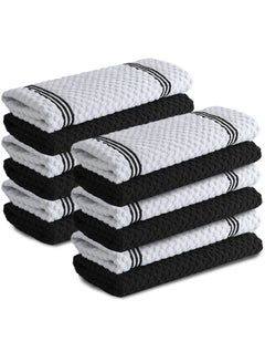 Buy Premium Kitchen Towels – Pack of 12, 100% Cotton 40cm x 70cm Absorbent Dish Towels - 425 GSM Tea Towel, Terry Kitchen Dishcloth Towels- Black Dish Cloth for Household Cleaning by Infinitee Xclusives in UAE