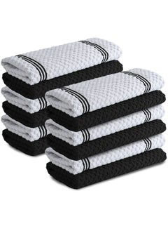 اشتري Premium Kitchen Towels – Pack of 12, 100% Cotton 40cm x 70cm Absorbent Dish Towels - 425 GSM Tea Towel, Terry Kitchen Dishcloth Towels- Black Dish Cloth for Household Cleaning by Infinitee Xclusives في الامارات