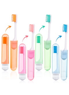 اشتري 4 Pieces Portable Soft Toothbrush Camping Toothbrush Travel Toothbrush Folding Travel Toothbrush for Adult Children Oral Care في السعودية