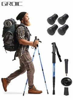 Buy Trekking Poles Telescopic Walking Sticks Hiking Poles,Ultralight Poles for Hiking with 4 Wear-resistant Foot Pads,Outdoor Sports Equipment in UAE