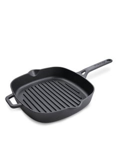 Buy Prestige Cast Iron Grill 24 CM | Iron Grill Pan with Handle | Pre Seasoned Induction Cookware Black - PR48886 in UAE