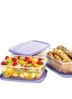 اشتري Lamsa Plast Food Container Set of 3 , 1.2 Liter - Multi Color في مصر