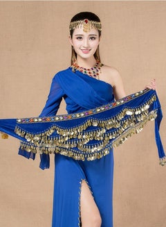 Buy Coins Pendant Diamond Waist Chain Skirt Belly Dance Waist Wrap Belt Skirts Party Rave Costume Dark Blue in UAE