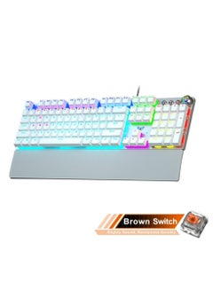 Buy Mechanical Gaming Keyboard NKRO with Wrist Rest RGB Backlit Volume/Lighting Control Knob Fully Programmable 108-Keys Anti-Ghosting Wired Computer Keyboards for Office/Games, Brown Switch in UAE
