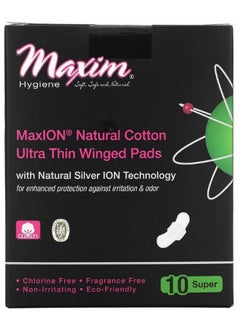 اشتري MaxION Natural Cotton Ultra Thin Winged Pads Super 10 Pads في الامارات