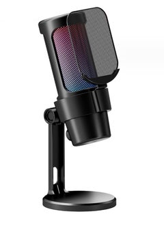 اشتري Gaming Microphone, USB PC Mic for Streaming, Podcasts, Recording, Condenser Computer Desktop Mic on Mac/PS4/PS5, with RGB Control, Mute Touch, Headphone Jack, Pop Filter, Stand-AmpliGame A8 في الامارات