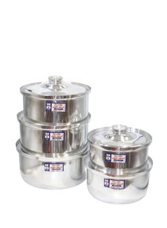 Buy Shiny aluminum pots set, 5 pieces, 28-36 cm in Saudi Arabia