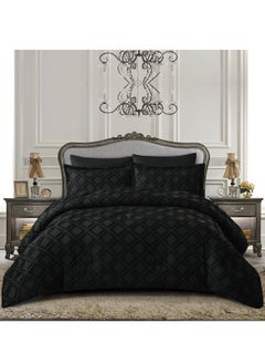 Buy Comforter Set 6-Pcs King Size Designer Tufted Embroidery Bed Set Fits 260x240 Cms (350 GSM) With Down Alternative Filling,Black in Saudi Arabia