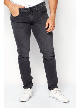 Buy Men 1979 Sleenker Skinny Fit Low Waist Washed Stretchable Jeans, Charcoal in Saudi Arabia