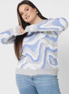 Buy Printed Crew Neck Sweater in UAE