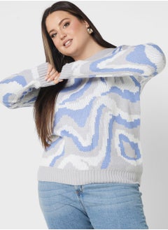 Buy Printed Crew Neck Sweater in UAE