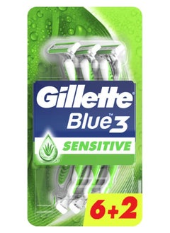 Buy Gillette Blue 3 Sensitive Men Disposable Razors, 6 +2 Count in Egypt