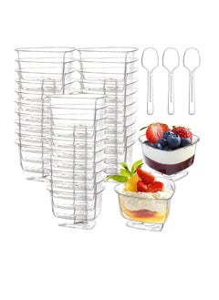 Buy Clear Dessert Serving Bowls with Spoons 50 Pack 4 oz Mini Plastic Dessert Cups Disposable Reusable Mousse Parfait Appetizer Cups for Home Gatherings Events Parties Weddings in Saudi Arabia