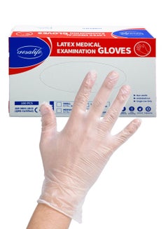 Buy 100 Pieces Disposable Latex Gloves Powder Free in UAE