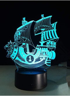 اشتري 3D Illusion Lamp LED Multicolor Night Light The Pirate Boat Acrylic 7/16 Color Changing USB Table Lamp Multicolor Baby Sleeping Best Birthday Holiday Gifts for Children في الامارات