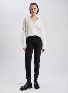 Buy Solid High Rise Mom Fit Jeans in Saudi Arabia