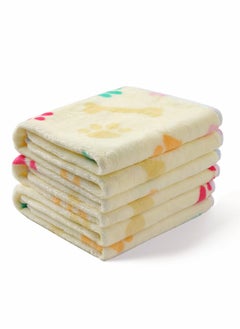 اشتري Puppy Blanket, Kitten Blankets, 1 Pack 3 Blankets for Dogs, Super Soft Fluffy Premium Fleece Pet Blanket Flannel Throw for Dog Puppy Cat Bone Paw, Light Yellow, Kitten Puppy Small Animals Towel في السعودية