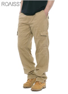 Buy Casual Work Pants for Men's Daily Commuting Wear Resistant Multi Pocket Straight Leg Pants in Saudi Arabia