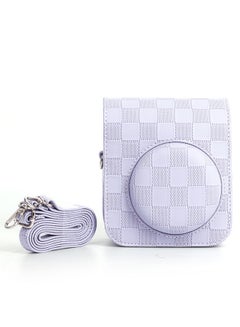 Buy Vintage Checkered Pattern Camera Case for Fuji Instax Mini 12 PU Leather Protective Case for Fujifilm Instax Mini 12 Instant Camera Removable Case with Adjustable Shoulder Strap in Saudi Arabia