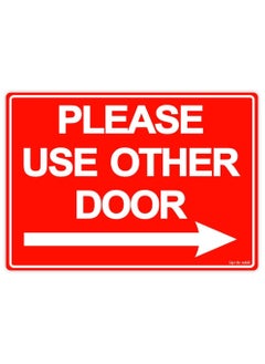 اشتري Please Use Other Door Sign Sticker Self Adhesive 21x15cm, Weather Resistant Reflective Long Lasting Vinyl Decal for Stores Schools Office Indoors and Outdoors (Right Side, Red/White) في الامارات