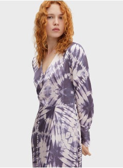 Buy Printed Surplice Neck Dress in UAE