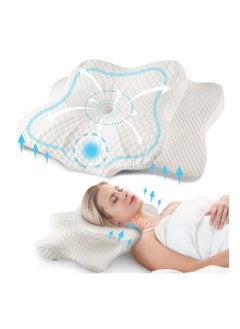 Buy Cervical Pillow for Neck Pain Relief,Contour Memory Foam Pillow,Ergonomic Orthopedic Neck Support Pillow for Side,Back and Stomach Sleepers in Saudi Arabia