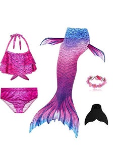 اشتري Cutie Cute 5 Pcs Mermaid Swimming Suit For Swimming Mermaid Bathing Suits Swimsuit Bikini Set for Toddler Big Girls Birthday Gift في الامارات