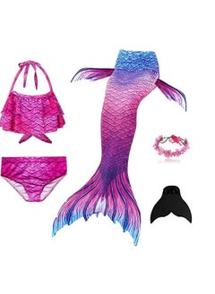 اشتري Cutie Cute 5 Pcs Mermaid Swimming Suit For Swimming Mermaid Bathing Suits Swimsuit Bikini Set for Toddler Big Girls Birthday Gift في الامارات