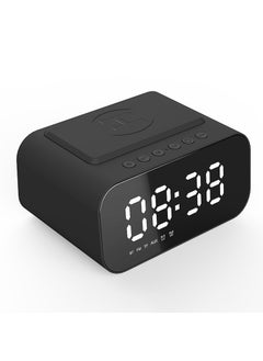 اشتري New Wireless Charging Bluetooth Speaker with Mirror Clock Black في الامارات