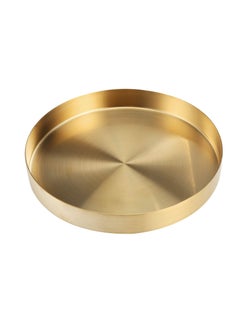 Buy Gold Round Tray, Stainless Steel Serving Tray, Metal Decorative Vanity Tray, Circle Brass Gold Platter, Bathroom Storage Organizer Tray, for Makeup, Jewelry, Food, Coffee, Toiletries, Kitchen (1Pcs) in UAE