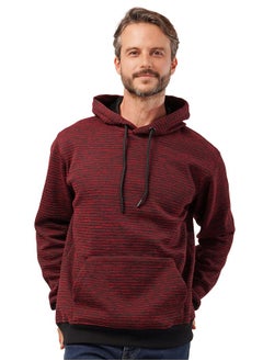 Buy Men's Hooded Sweatshirt -Turkish Melton-Striped- Fur Lined in Egypt