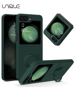 Buy For Samsung Galaxy Z Flip 5 Phone Case with Ring Stand Shockproof Full Body Protection Phone Case for Galaxy Z Flip 5 5G 6.7 Inch, Green in UAE