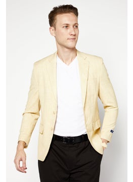 اشتري Men Classic Fit Solid Blazer, Yellow في الامارات