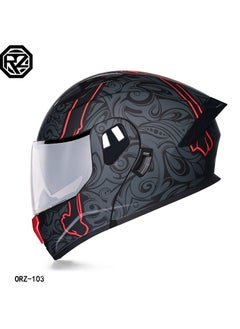 اشتري New Double Mirror Helmet Semi Full Cover Four Seasons Motorcycle Helmet في السعودية