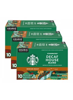 اشتري Starbucks Decaf House Blend Coffee K-Cup Pods, Medium Roast Decaffeinated Ground Coffee K-Cups for Keurig Brewing System, 10 CT K-Cups/Box (Pack of 3 Boxes) في الامارات