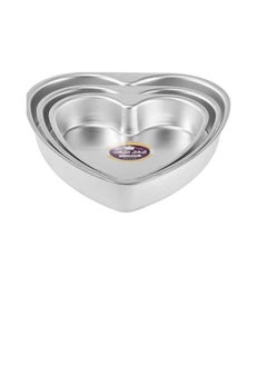 Buy A set of 3 heart-shaped aluminum trays, sizes 24-26-28 in Egypt