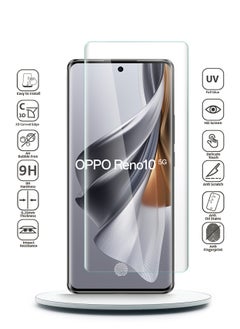 Buy Premium Curved Edges UV Full Glue Full Cover Tempered Glass Screen Protector For Oppo Reno10 5G 2023 Clear in UAE