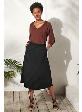 Buy Women Plain Midi Skirts, Black in UAE