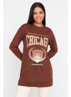 Buy Brown Printed Knitted Sweatshirt TCTAW23TW00133 in Egypt