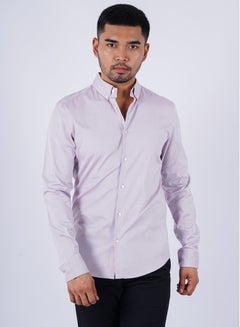 Buy Men’s Collared Neck Button Down Plain Shirt in Red Wine in UAE