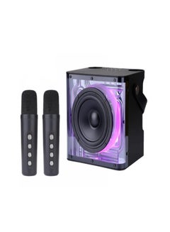 Buy SK-2062 Shocking Bass KARAOKE Wireless Bluetooth Transparent Speaker with Colorful LED Light support AUX, TF, USB, FM Radio Mode with Two Wireless Microphone. in Egypt