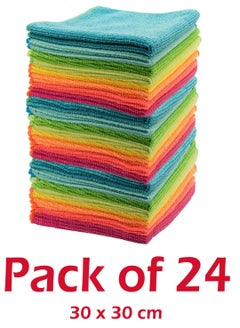 Buy 24-Piece Multipurpose Microfiber Cleaning Cloth/Towel Set 30 x 30 cm in UAE