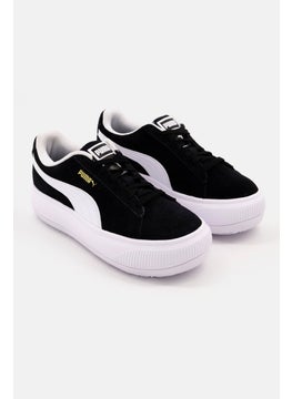 Buy Women Suede Mayu Lace Up Sport Shoes, Black/White in Saudi Arabia