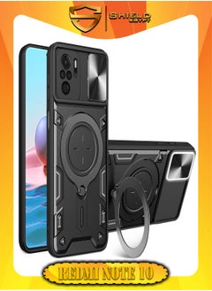 Buy SHIELD EGYPT For Xiaomi Redmi Note 10 4G Armored Camera Shield Cover Camera Lend Protection, Built-in 360° (Black) in Egypt