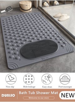 اشتري Anti Slip Bathroom Mat Shower Mat Waterproof Mat Foot Massage Mat With Drain Holes And Suction Cups 36*70cm Bath Mat For Tub, Toilet And Bathroom Floors-Grey في الامارات