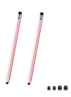 Buy 2-Piece High Sensitivity Stylus Pens for Touch Screens, Universal Capacitive Stylus with 4 Replaceable Tips for iPhone, iPad, Samsung Galaxy, Tablets, PC，Pink in Saudi Arabia